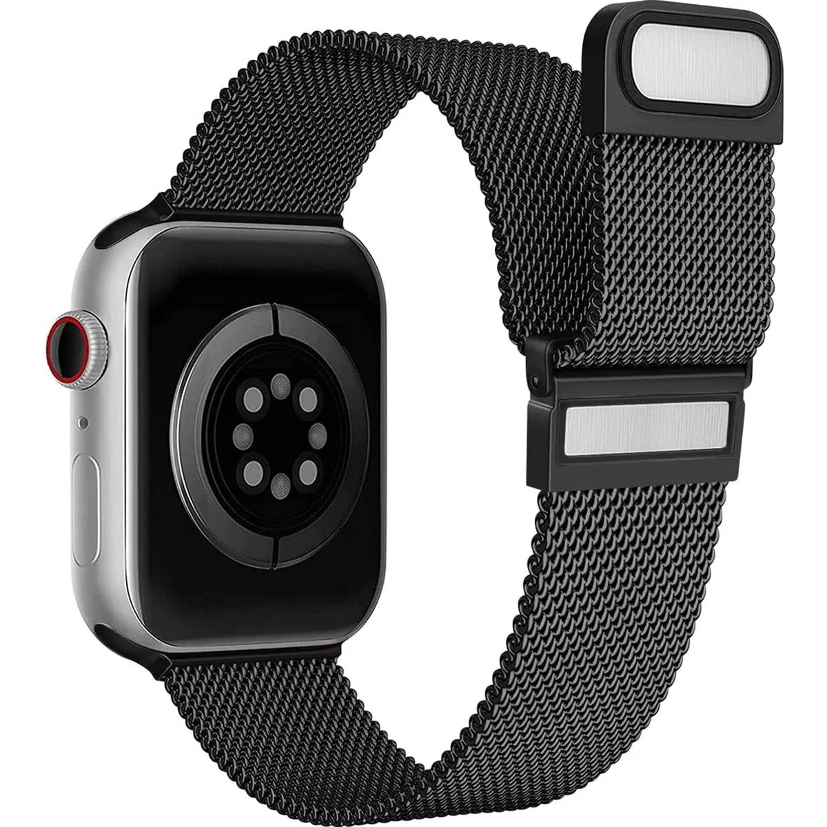 2 Stuks | RVS | Milanese Vervangende Smartwatch Band | Stalen Magnetische Horlogeband | Stalen Bandvervanging van Roestvrij staal | Horlogeband Accessoires | Geschikt Voor Apple Watch | 42mm / 44mm / 45mm | Zilver / Zwart - Afbeelding 4