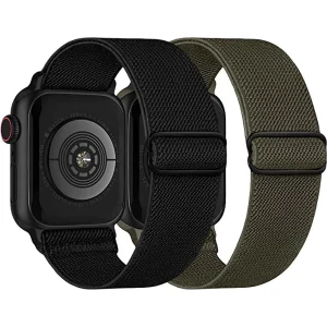 2 Stuks | Elastische Solo Loop horlogebanden | Geschikt Voor Apple Watch 38 mm - 40 mm - 41 mm | Gevlochten Nylon Sportbanden | Verstelbare Vervangingsbanden | Duurzaam, Licht en Sterk | Compatibel met Apple Watch Series 7/6/5/4/3/2/1/SE |Unisex |