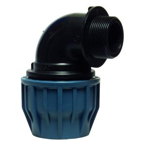 Knie PE 90° + buitendraad 32mm x 3/4″