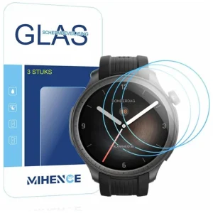 3 Pack - 9H Gehard Glas Screen Protector voor Amazfit Balance Smartwatch - Krasbestendige Tempered Glass Folie - 2.5D Gebogen Randen - Hoge Gevoeligheid - Eenvoudige Installatie met Zuignap - Explosiebestendig - Glanzende Afwerking
