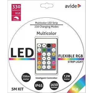 Avide LEDstrip set RGB 7.2W 12V 5 meter, WiFi + af