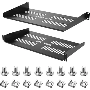 2 Pak Serverrek Plank 10" Diep - Universele Geventileerde Cantilever Lade voor 19" Netwerkapparatuurrek & Kast - Zwart - Stevig & Duurzaam - Optimaal Gebruik van Ruimte - Eenvoudige Installatie - Betrouwbare Ondersteuning - Hoogwaardig Materiaal