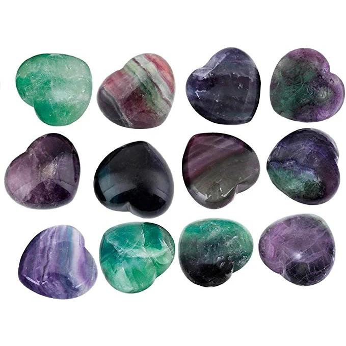 5 Stuks Fluoriet Hartvormige Edelstenen – Handgesneden Kristallen 2.5x2.5x1.4cm – Liefdessymbool Voor Chakra Reiki Feng Shui Meditatie – Edelsteen Decoratie Of Cadeau – Fluoriet Hartjes Voor Geluk Compassie & Energie - Afbeelding 4