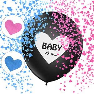 2-Pack Gender Reveal Set - Gigantische 36-Inch Latex Gender Reveal Ballonnen met Hartontwerp - Inclusief Roze en Blauwe Hartvormige Confetti - Eenvoudige Montage - Gratis 1,5m Goud Satijnen Lint - Perfect voor Babyshowers en Fotoshoots