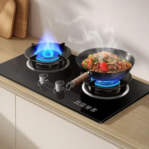 2-pits gaskookplaat – inbouw of tafelmodel – 73 x 41 cm – zwart gehard glas – gaskookplaat met thermokoppel vlambeveiliging – krachtige branders – veilige knopbediening – geschikt voor thuis, camper, buitenkeuken – eenvoudig schoon te maken