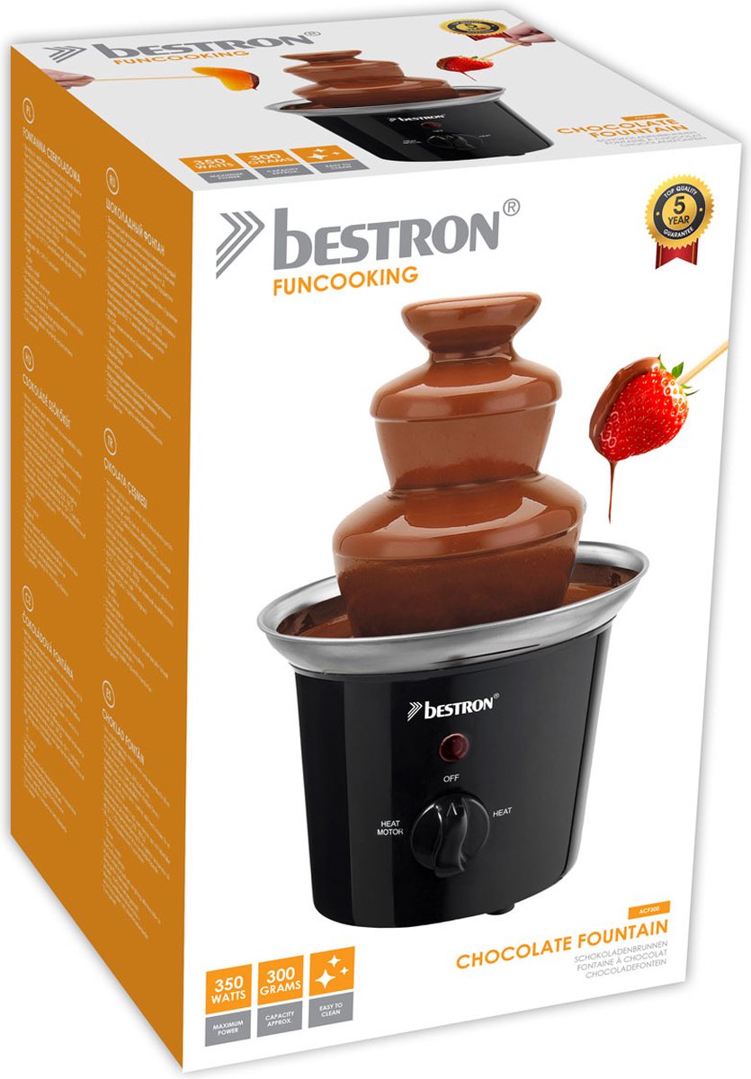 Bestron Chocoladefontein, met indicatielampje, 60 Watt, RVS, Kleur: zwart - Afbeelding 4