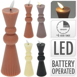 LED kaars D5,5H17,5cm geribbeld