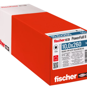 fischer voldraad constructieschroef Powerfull II CTF 10,0×260 BC 50 TX verzonken kop elektrolytisch verzinkt staal